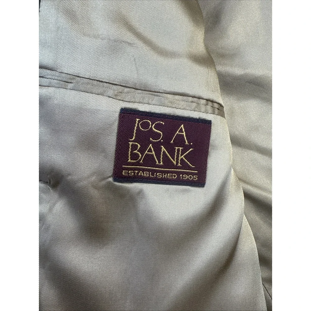 Jos A Bank Blazer Men 43L 100%‎ Wool Charcoal Melton Patch Pockets USA Vintage